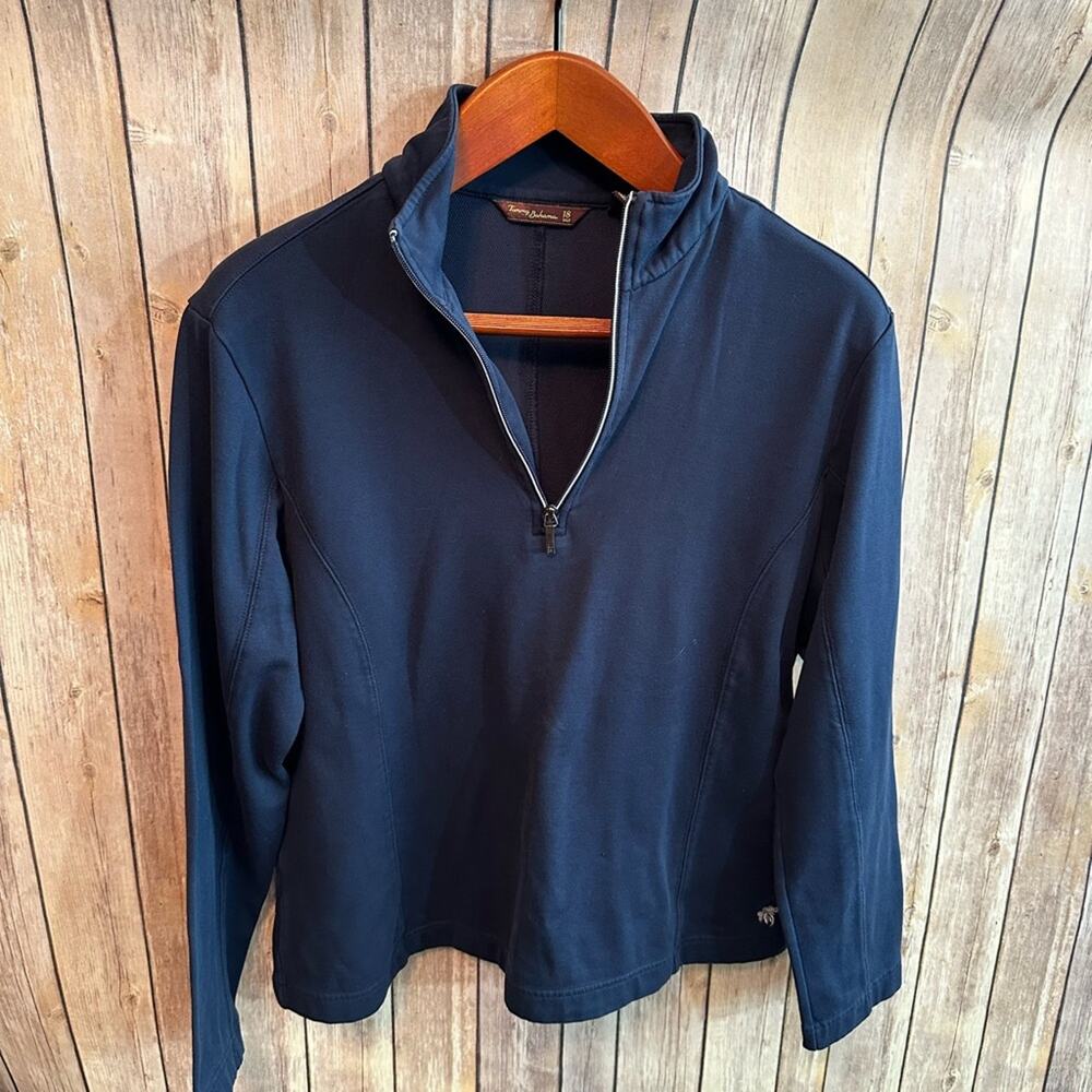 Tommy Bahama half zip pullover, women’s XL navy blue, cotton polyester blend - Picture 2 of 5